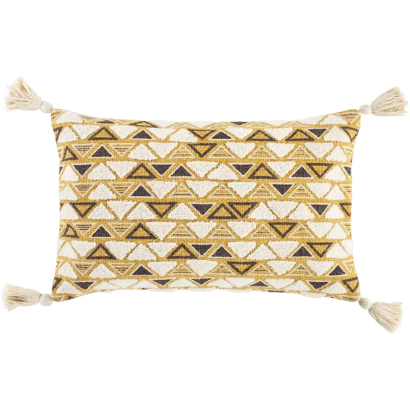 Binga Woven Lumbar Pillow Beige, Saffron, Dark Brown, White