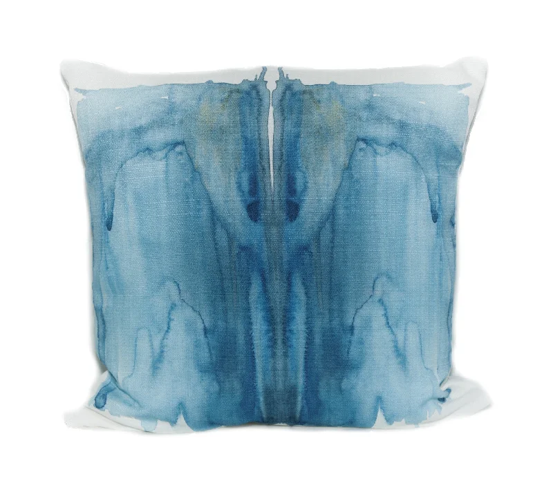 Blue Moth Outdoor Throw Pillow