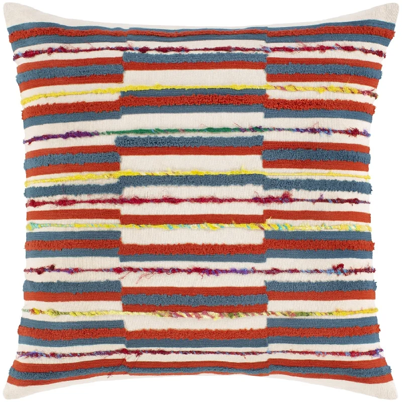 Callie Woven Square Pillow Burnt Orange, Butter, Bright Blue, Saffron, Dark Red