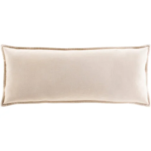 Cotton Velvet Beige Lumbar Pillow