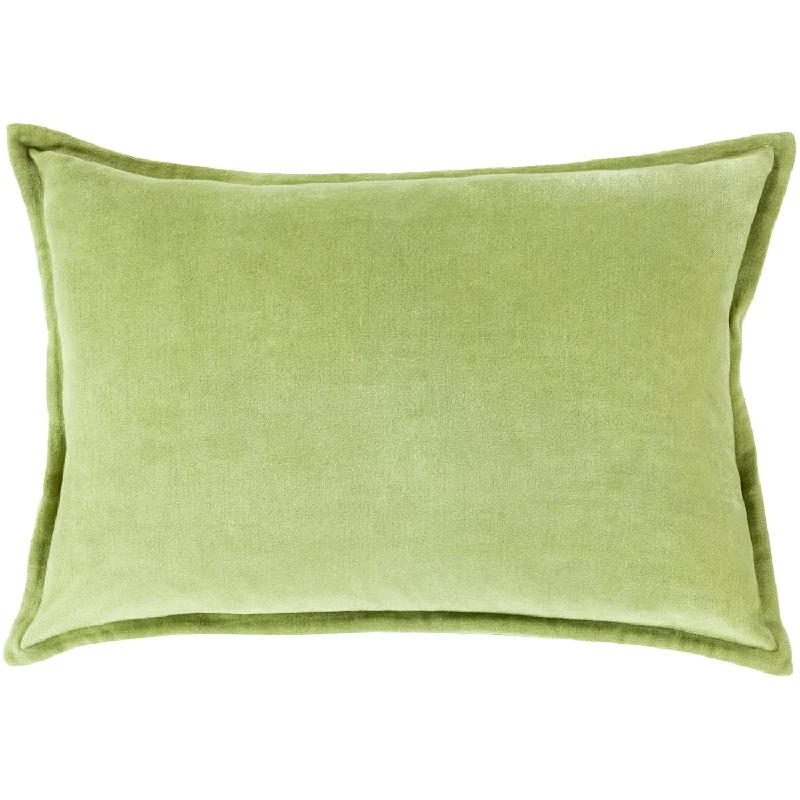 Cotton Velvet Velvet Pillow in Grass Green