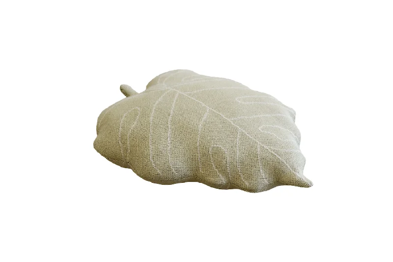 Baby Leaf Olive Knitted Cushion