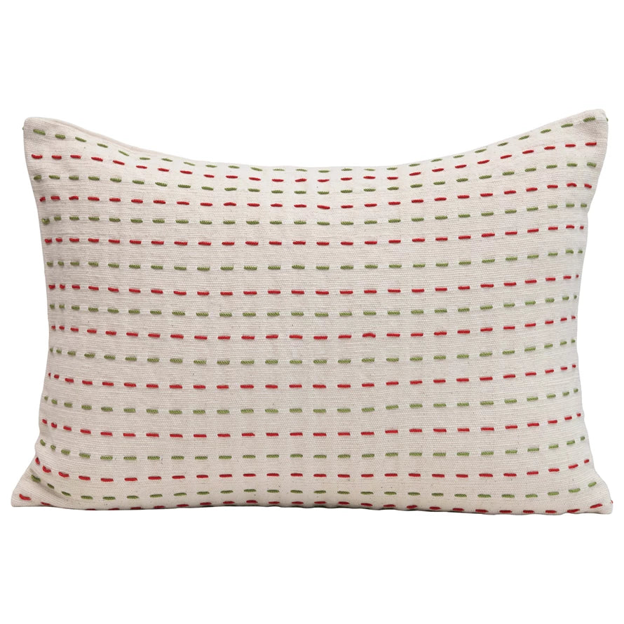 Red & Green Kantha Stitch Pillow