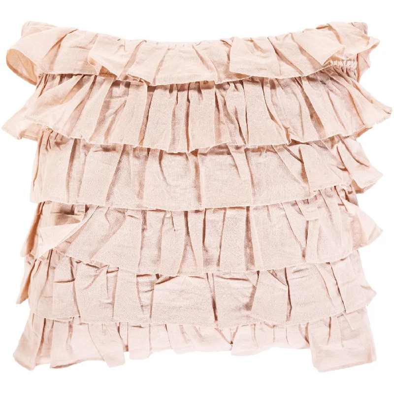 Ruffle Woven Pillow in Blush