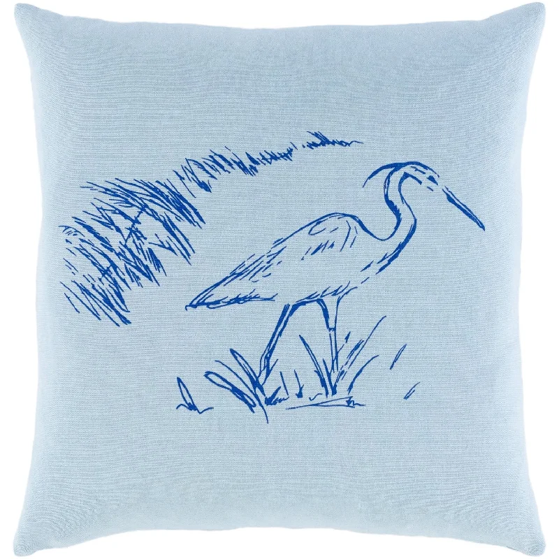 Sea Life Woven Pillow in Pale Blue