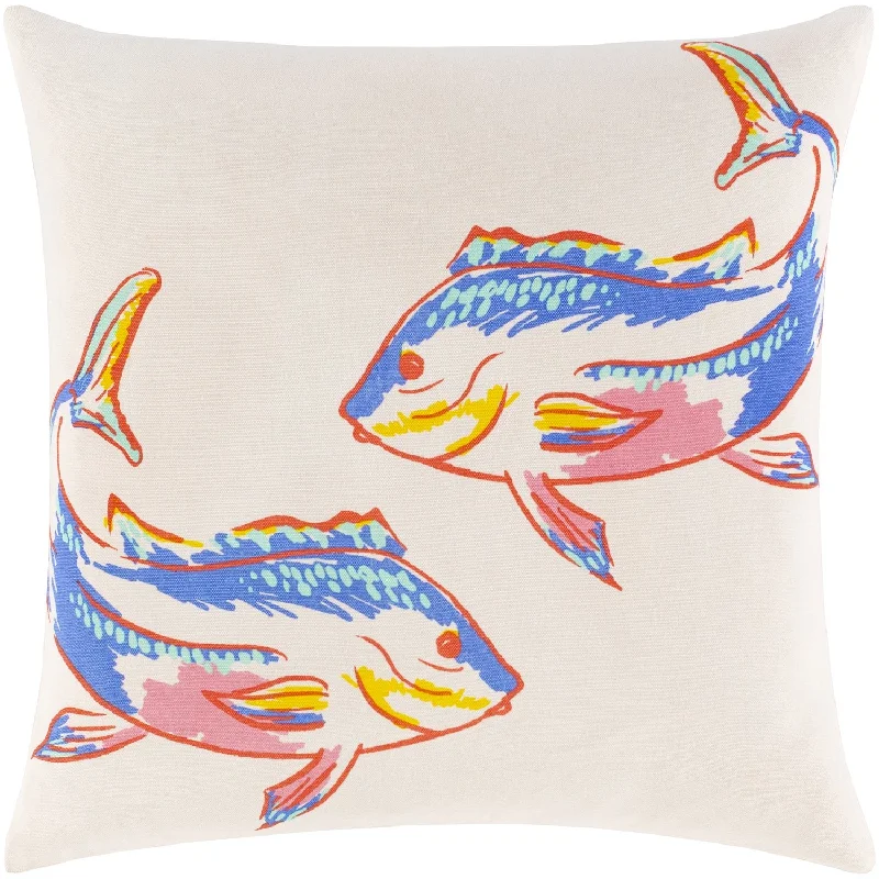 Sea Life Woven Pillow in Cream