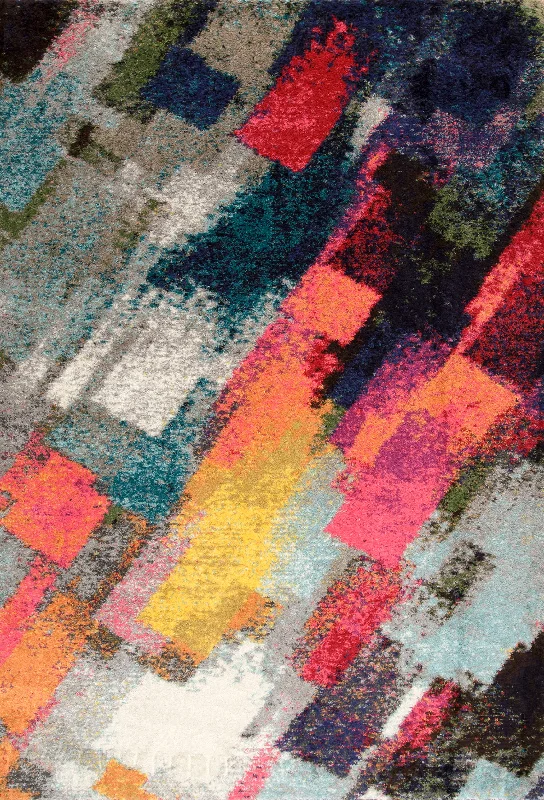 Abstract Sunrise Shag Rug | Multicolor