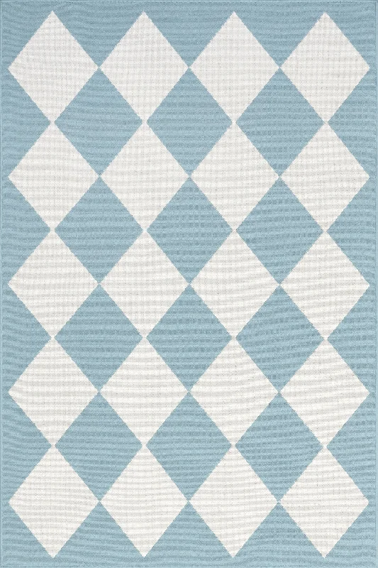 Adelaide Harlequin Indoor/Outdoor Rug | Baby Blue