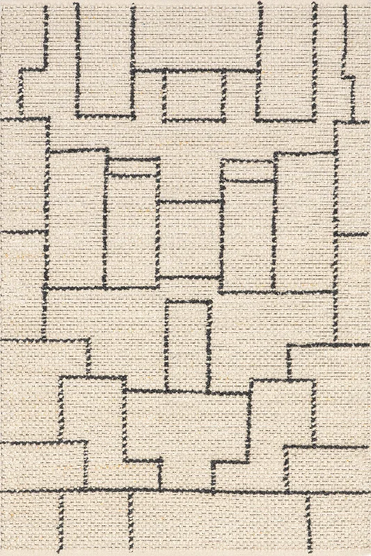 Ali Modern Blocks Rug | Ivory