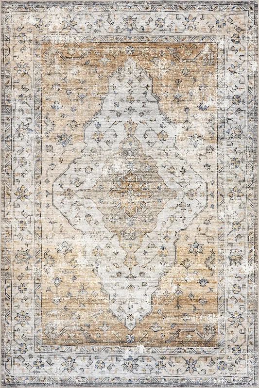 Audrey Spill Proof Washable Rug | Light Orange