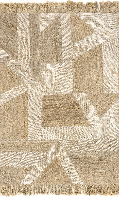 Azzura Jute Geometric Shapes Rug | Natural