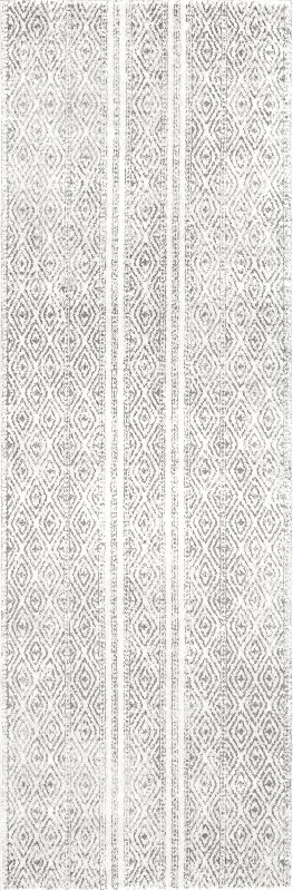 Banded Bird Eye Diamonds Rug | Grey