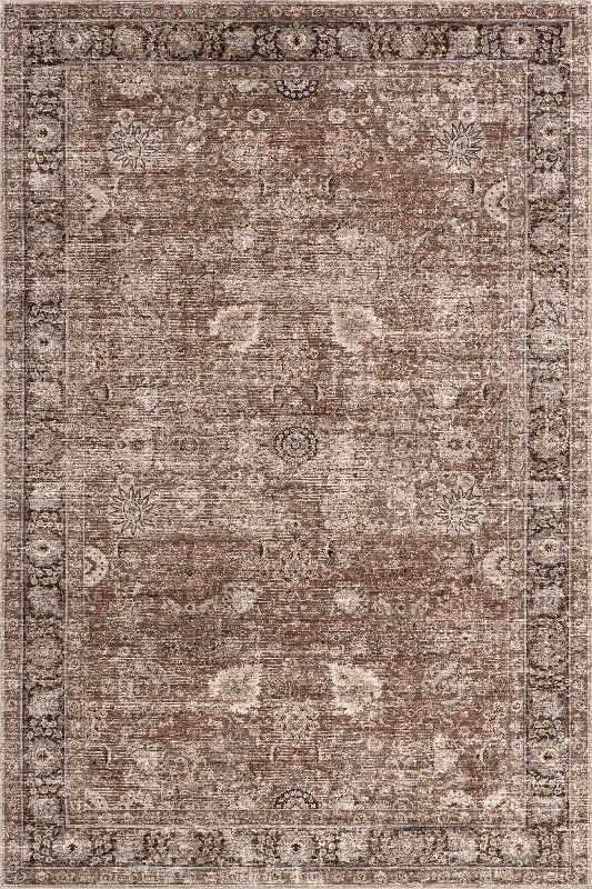 Bayberry Spill Proof Vintage Washable Rug | Brown