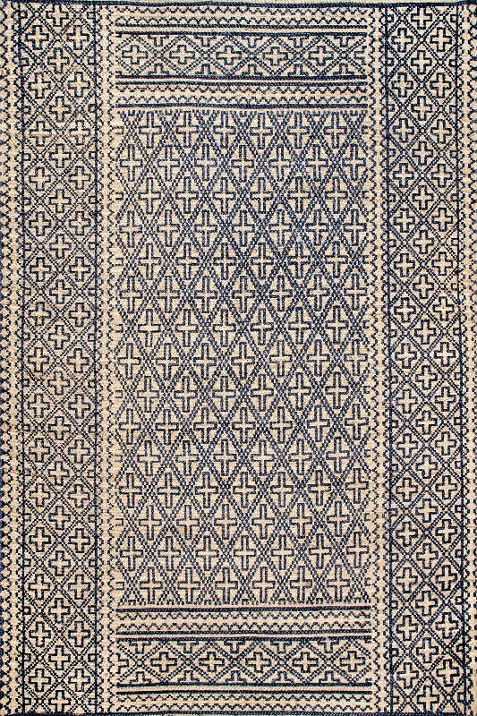 Bella Jute Trellis Rug | Blue