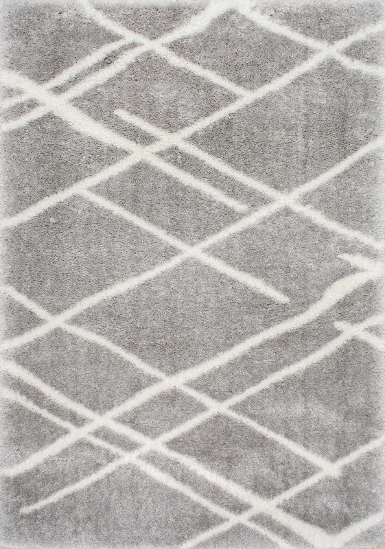 Broken Lattice Shag Rug | Grey