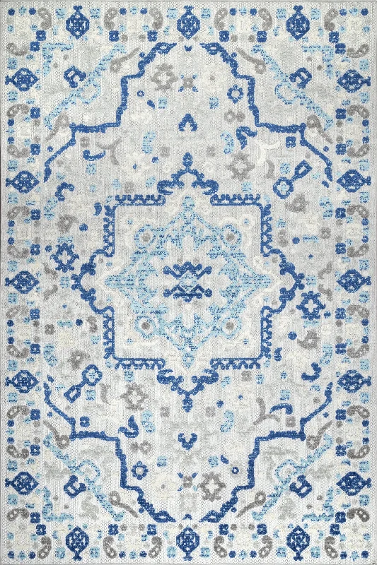 Castle Medallion Indoor/Outdoor Rug | Blue