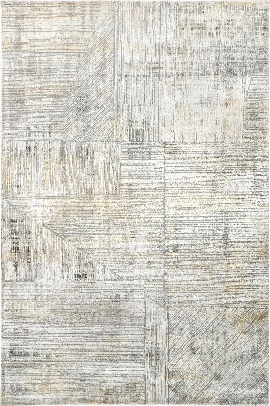 Cindy Collaged Pinstriped Rug | Beige