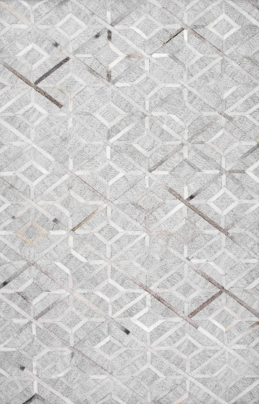 Cowhide Diamond Trellis Rug | Grey