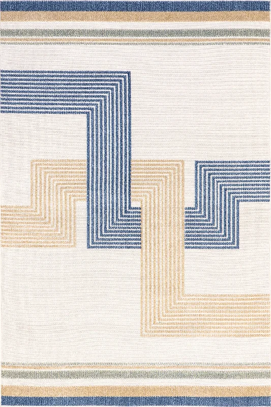 Dani Geometric Peaks Indoor/Outdoor Rug | Blue