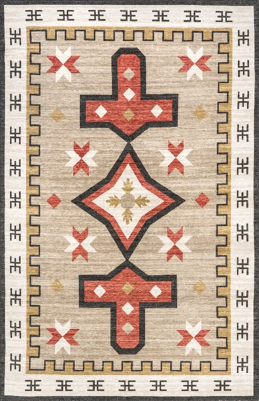 Devon Washable Aztec Rug | Brown