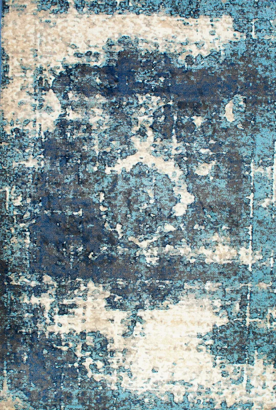 Distressed Foggy Medallion Rug | Blue