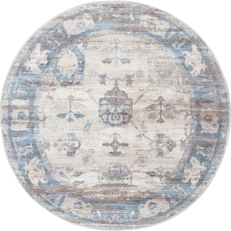 Distressed Foliage Rug | Light Blue