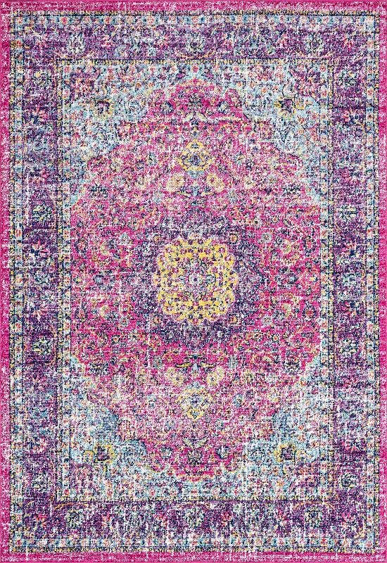 Distressed Persian Rug | Fuchsia