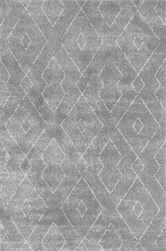 Double Diamond Lattice Shag Rug | Grey