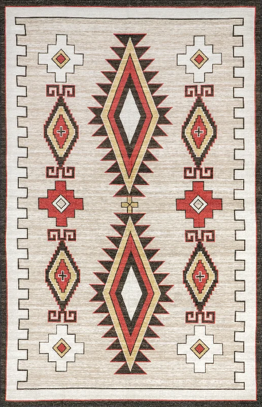 Elissa Washable Bohemian Rug | Ivory