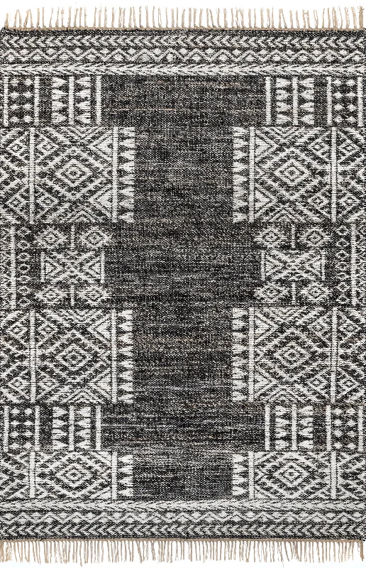 Elora Wool-Blend Tasseled Rug | Grey