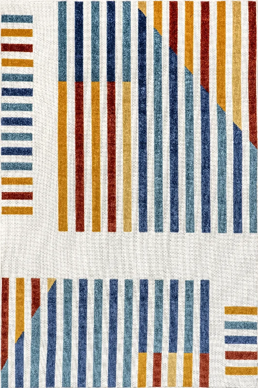 Estelle Modern Stripes Indoor/Outdoor Rug | Blue Multicolor