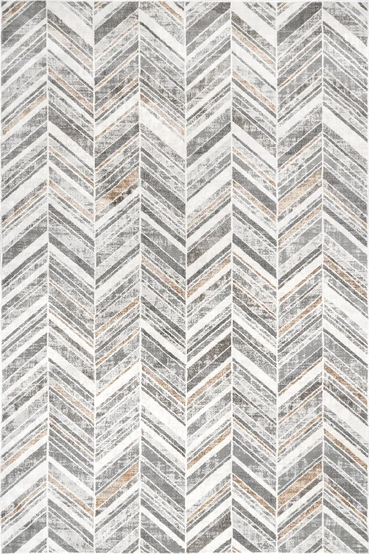 Evy Chevron Banded Rug | Beige