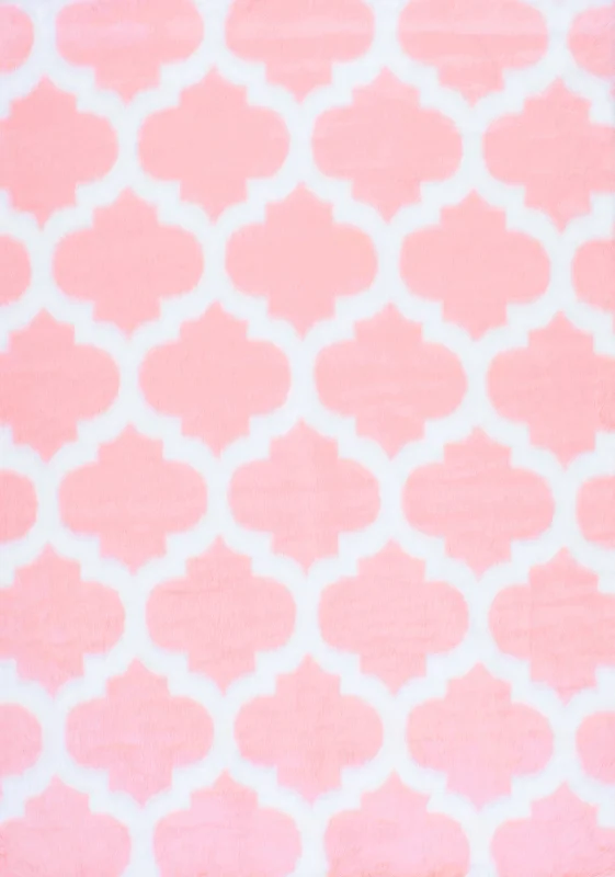 Faux Sheepskin Trellis Rug | Pink