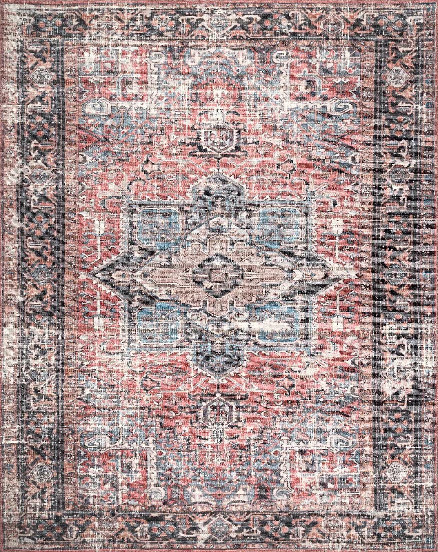 Faye Snowflake Medallion Washable Rug | Rust