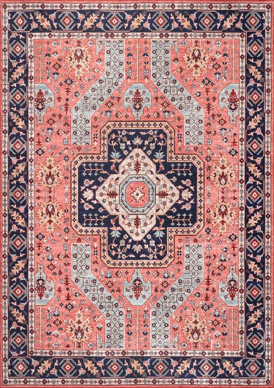 Floral Grace Washable Rug | Rust