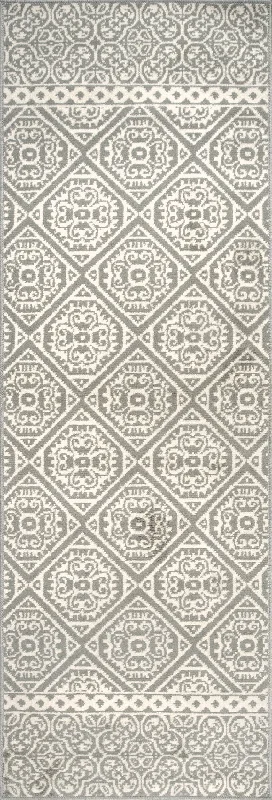 Floral Tiles Rug | Grey