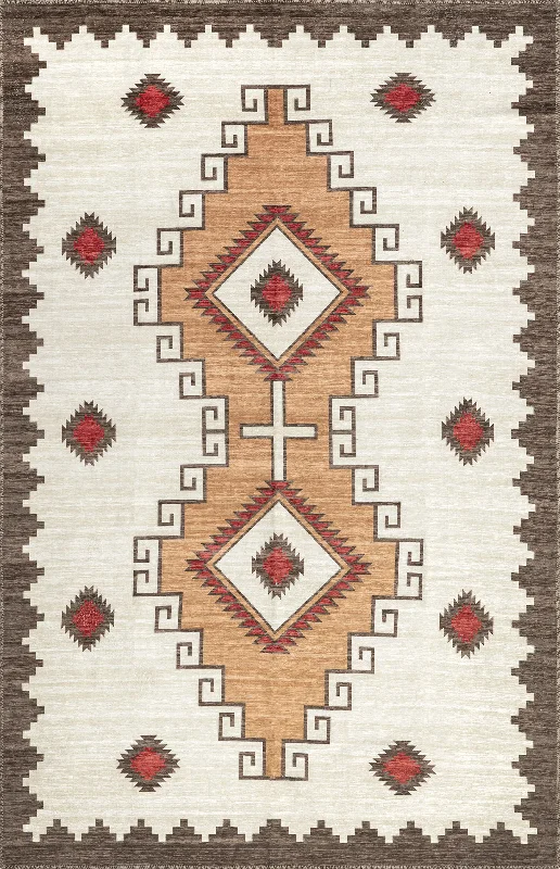 Ginny Washable Southwestern Rug | Ivory