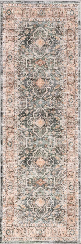 Hadlee Medallion Washable Rug | Peach