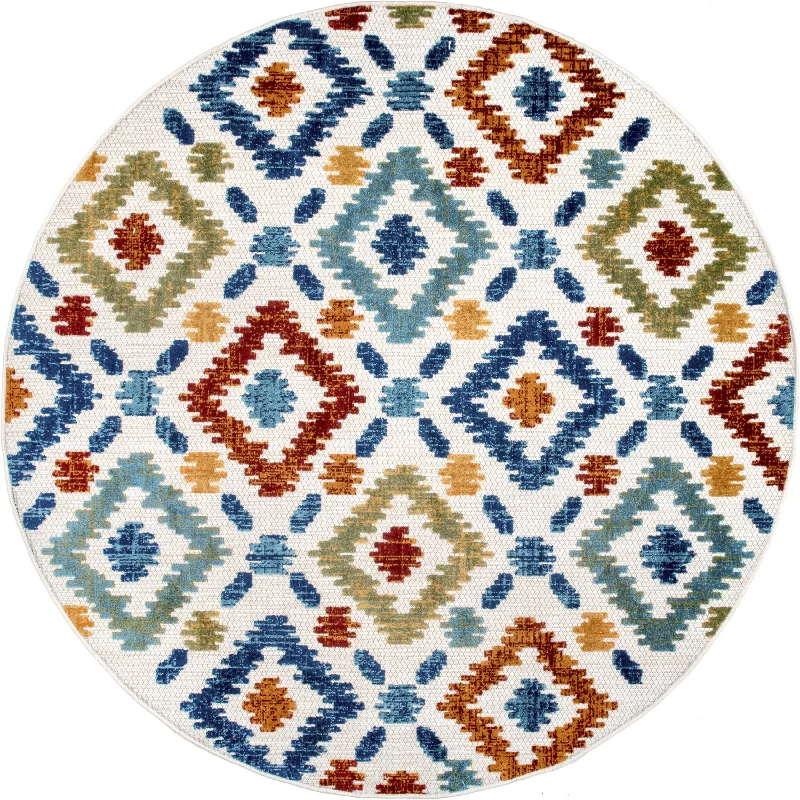 Hatched Trellis Indoor/Outdoor Rug | Blue