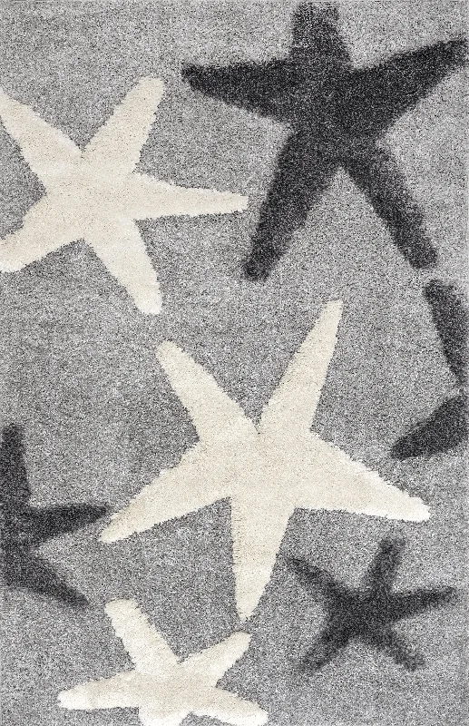 Hilaria Shag Starfish Rug | Light Grey