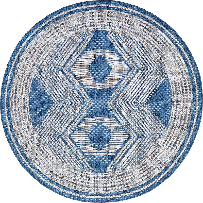 Iris Totem Indoor/Outdoor Flatweave Rug | Blue