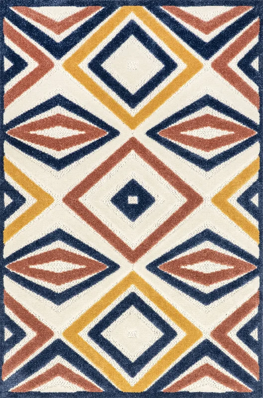 Jacinta Indoor/Outdoor Kaleidoscope Diamonds Rug | Blue Multicolor