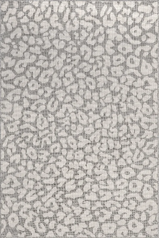 Jaelyn Leopard Spotted Indoor/Outdoor Rug | Light Grey