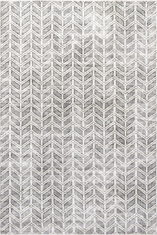 Janae Chevron Washable Rug | Grey