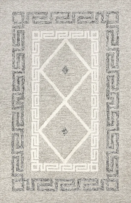 Jewel Lifted Bordered Rug | Beige