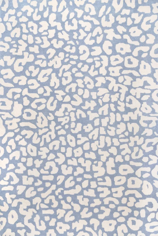 Josephine Wool Leopard Rug | Light Blue