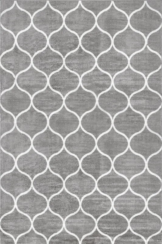 Judy Scalloped Trellis Rug | Grey