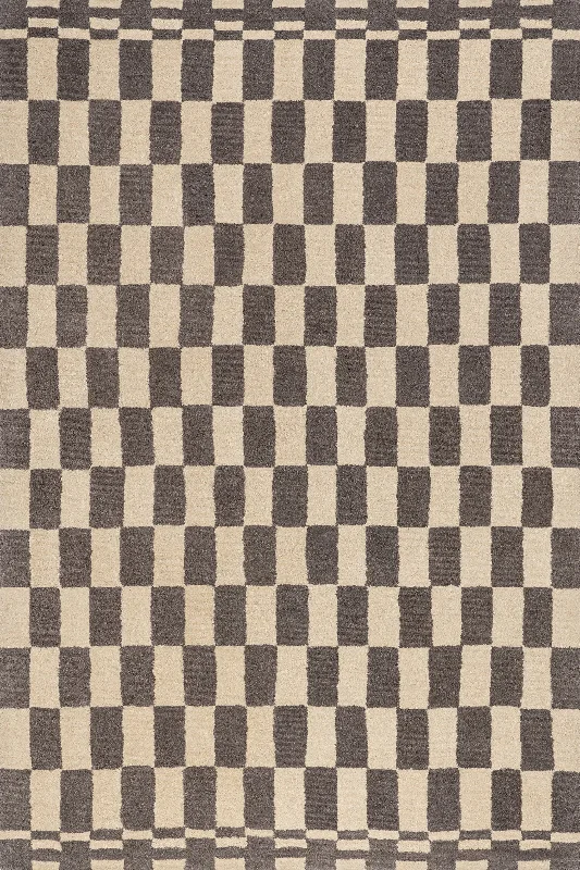 Kai Checkerboard Wool Rug | Grey