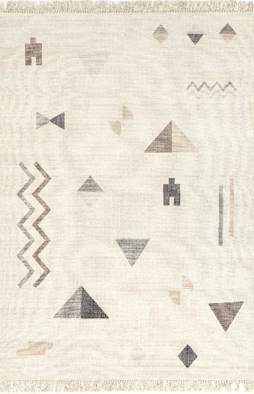 Kalina Geometric Symbols Rug | Ivory