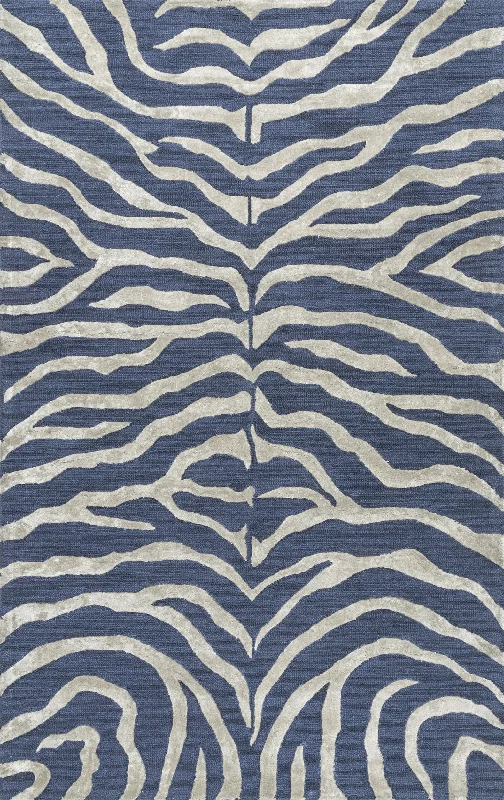 Kylie Wool-Blend Zebra Rug | Blue